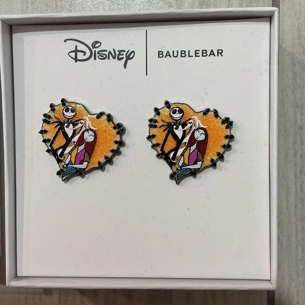 Disney BaubleBar Jack and Sally‎ heart-shaped earrings inspired by The Nightmare - Picture 2 of 2